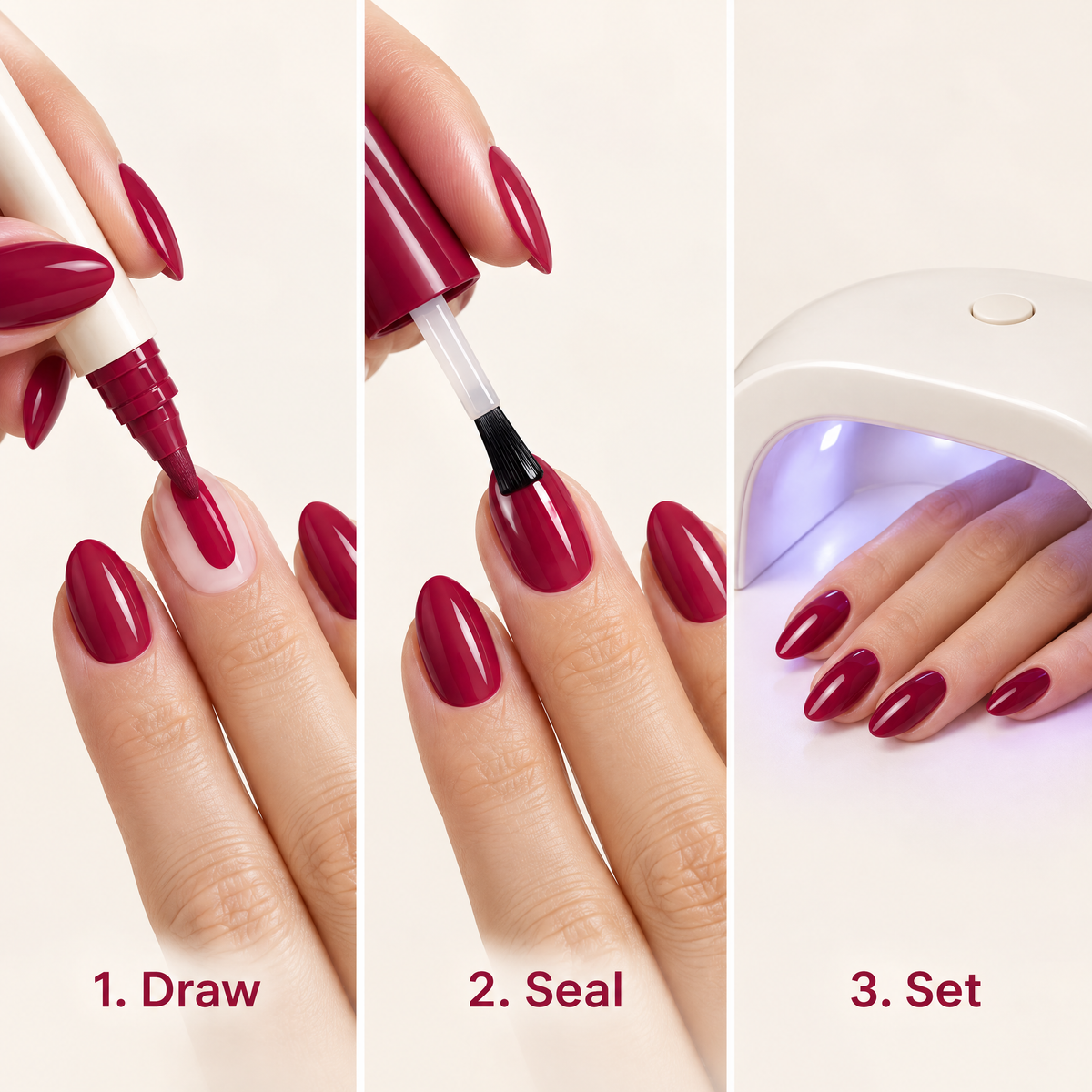 Draw, seal, set: three steps