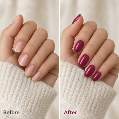Before and after on natural nails